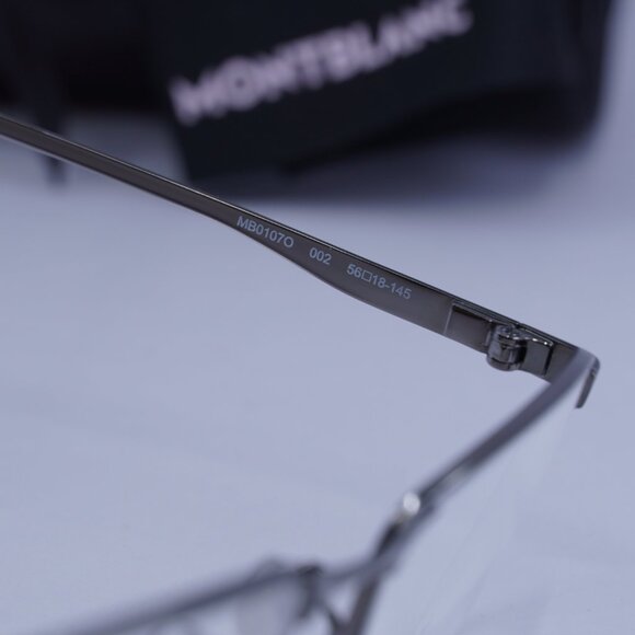 Montblanc MB0107O 002 Rectangle Eyeglasses 56mm – Ruthenium - Picture 6 of 11
